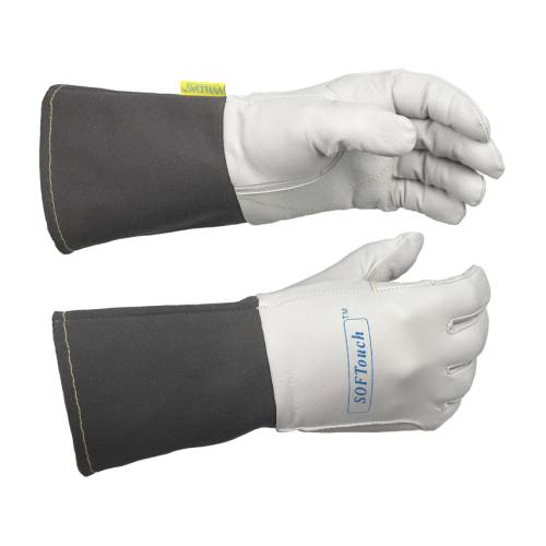! Tylko prawa ręka ! SOFTouch™ rękawica spawalnicza z licowej skóry koziej, mankiet z szarego, trudnopalnego materiału XL