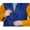 Yellowjacket® niebieska, trudnopalna, bawełniana kurtka spawalnicza z żółtymi, skórzanymi rękawami z dwoiny bydlęcej (M)